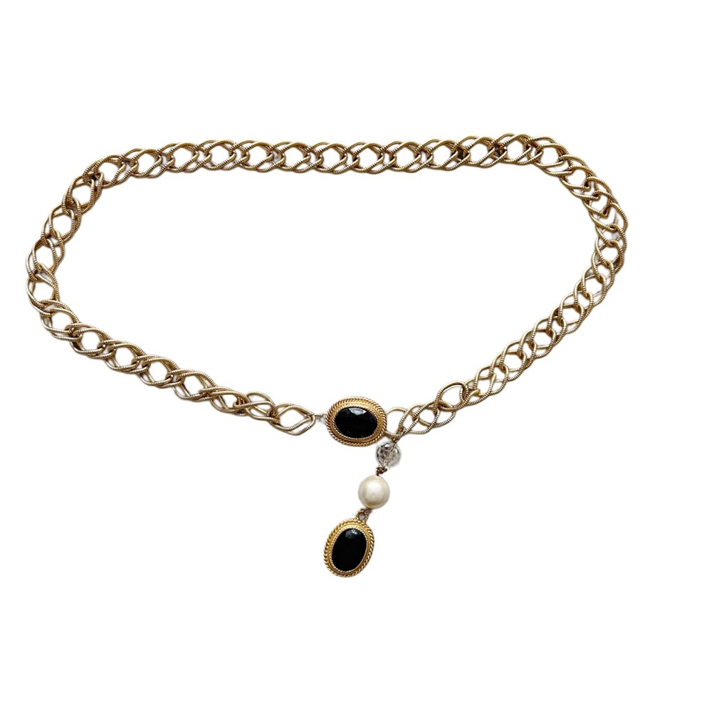 Vintage Gold and Black Pearl Belt/Necklace